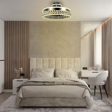 LED Lámpara de araña de cristal regulable empotrada LED/75W/230V 3000-6500K cromo mate + control remoto