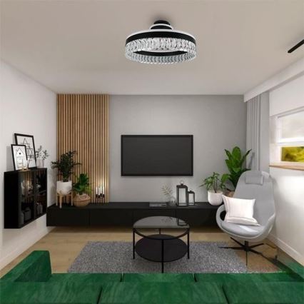 Lámpara de araña de cristal LED de superficie regulable LED/75W/230V 3000-6500K negro + control remoto