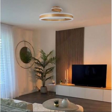Lámpara de techo LED regulable LED/86W/230V 3000-6500K dorado + control remoto