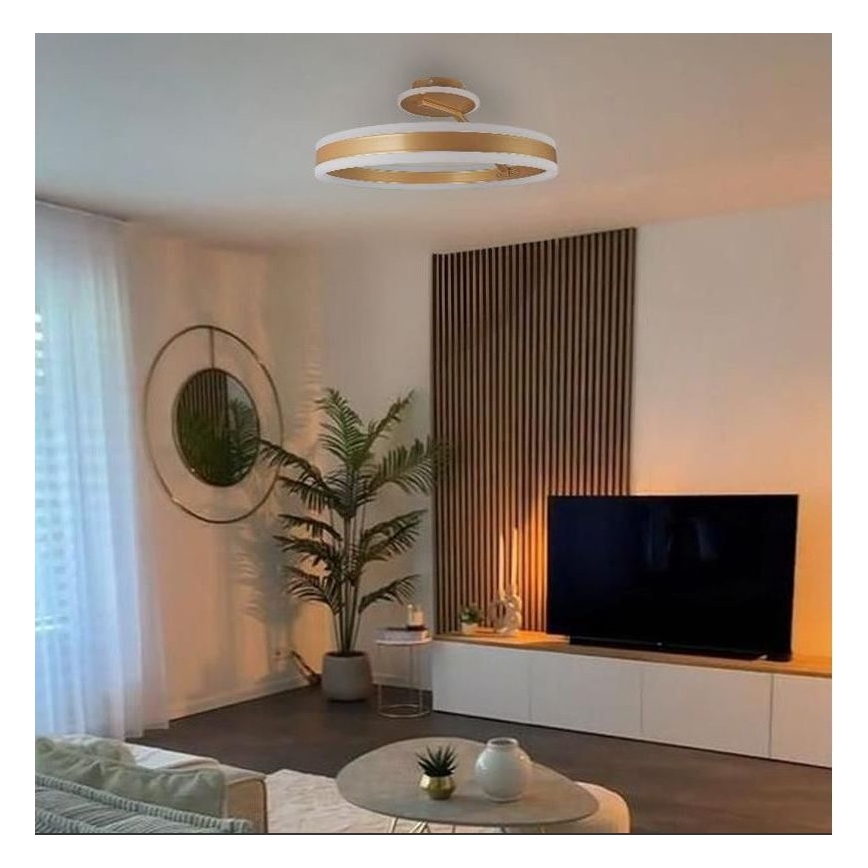 Lámpara de techo LED regulable LED/86W/230V 3000-6500K dorado + control remoto