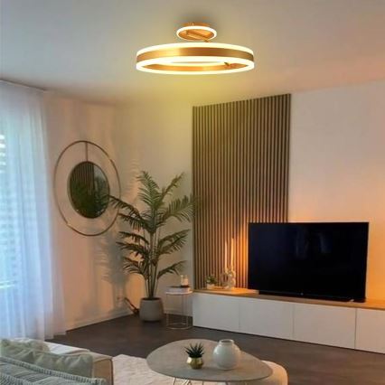 Lámpara de techo LED regulable LED/86W/230V 3000-6500K dorado + control remoto