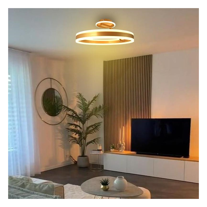 Lámpara de techo LED regulable LED/86W/230V 3000-6500K dorado + control remoto