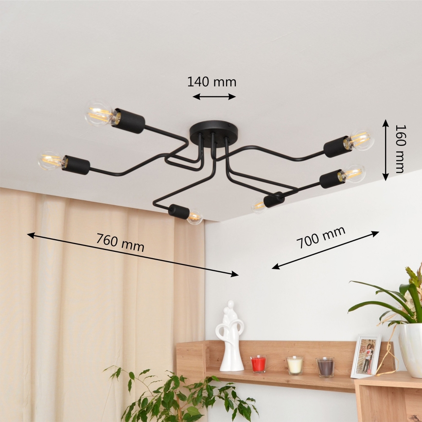 Lámpara de techo LED TUBE 6xE27/15W/230V