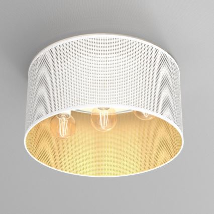 Lámpara de techo LOFT SHADE 3xE27/60W/230V blanco/dorado