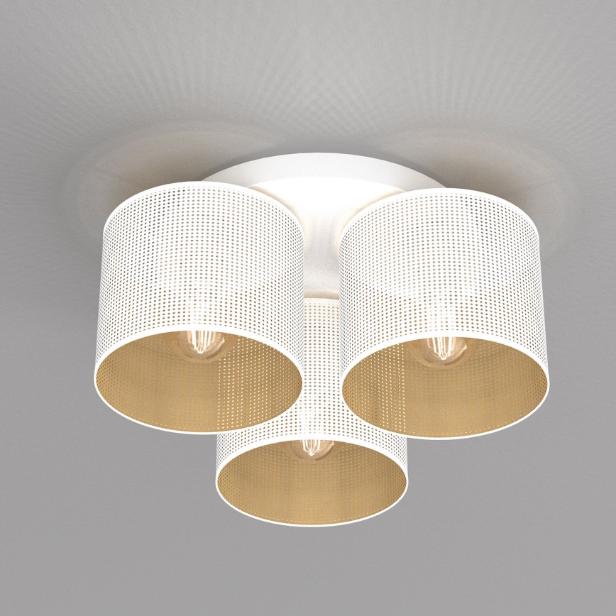 Lámpara de techo LOFT SHADE 3xE27/60W/230V blanco/dorado