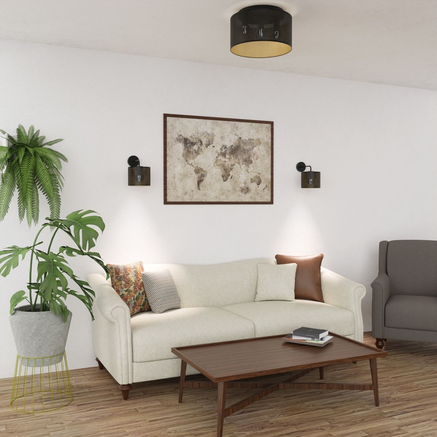 Lámpara de techo LOFT SHADE 3xE27/60W/230V negro/dorado