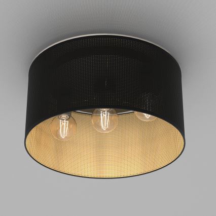 Lámpara de techo LOFT SHADE 3xE27/60W/230V negro/dorado