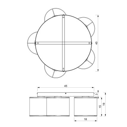 Lámpara de techo LOFT SHADE 5xE27/60W/230V negro