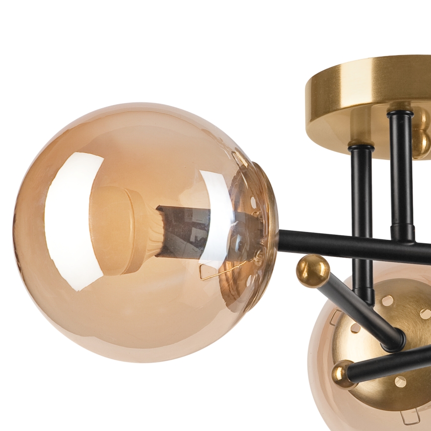 Lámpara de techo MALENA 3xE14/5W/230V dorado/negro/beige ahumado