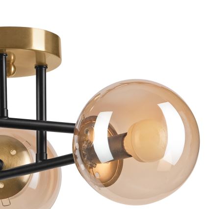 Lámpara de techo MALENA 3xE14/5W/230V dorado/negro/beige ahumado