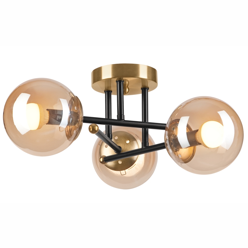 Lámpara de techo MALENA 3xE14/5W/230V dorado/negro/beige ahumado