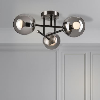 Lámpara de techo MALENA 3xE14/5W/230V negro/ahumado