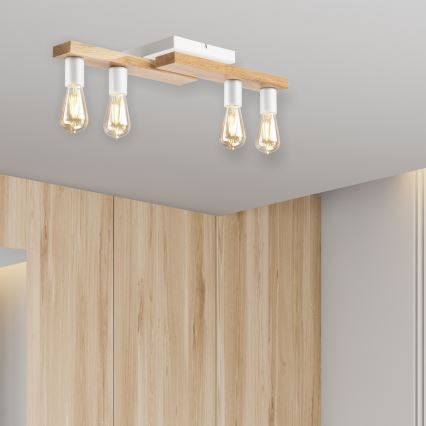 Lámpara de techo MATTE 4xE27/15W/230V blanco/roble
