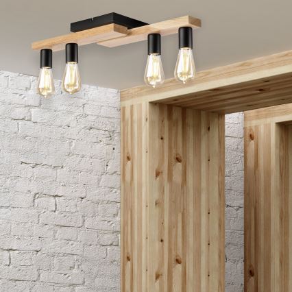 Lámpara de techo MATTE 4xE27/15W/230V negro/roble
