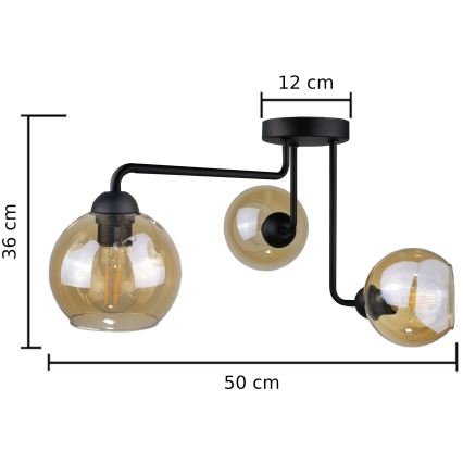 Lámpara de techo MONDE BLACK 3xE27/60W/230V