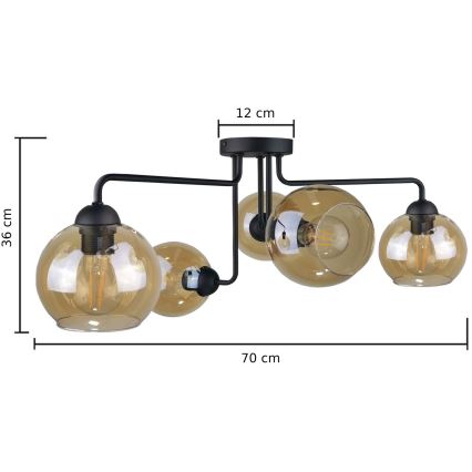 Lámpara de techo MONDE BLACK 5xE27/60W/230V