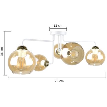 Lámpara de techo MONDE WHITE 5xE27/60W/230V