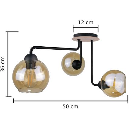 Lámpara de techo MONDE WOOD 3xE27/60W/230V