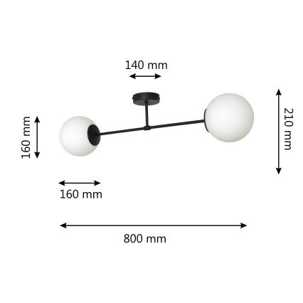 Lámpara de techo MOON 2xE27/15W/230V negro