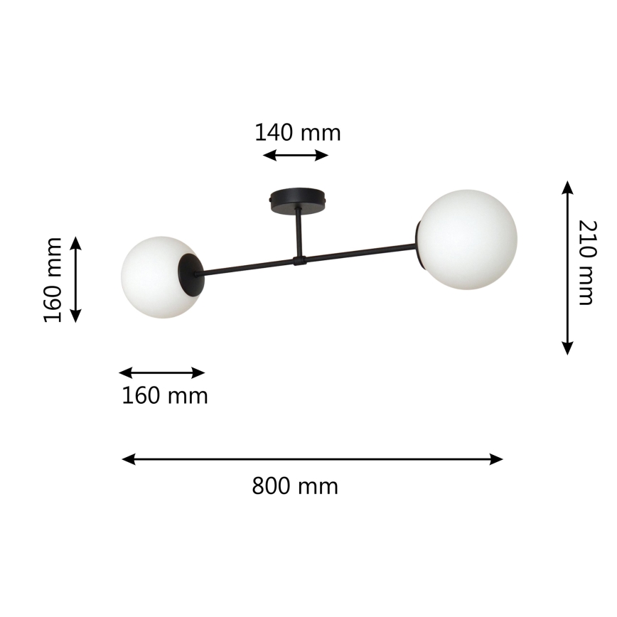 Lámpara de techo MOON 2xE27/15W/230V negro