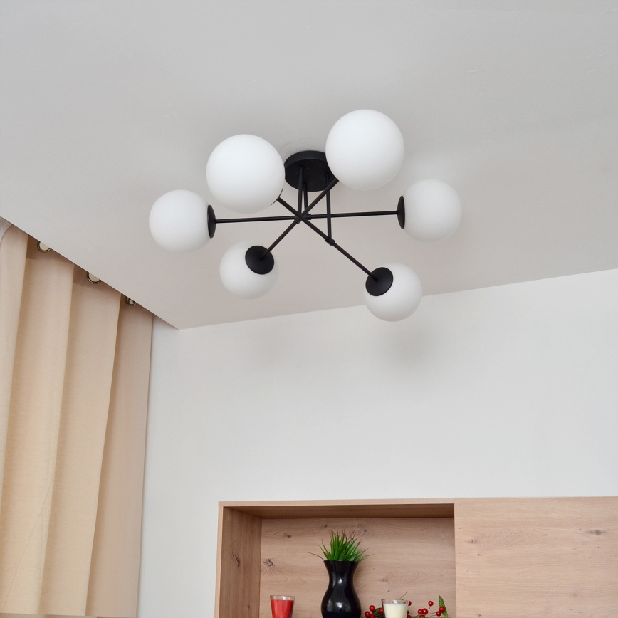 Lámpara de techo MOON 6xE27/15W/230V negro