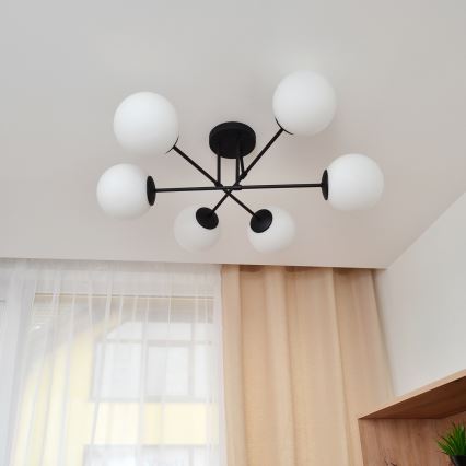 Lámpara de techo MOON 6xE27/15W/230V negro