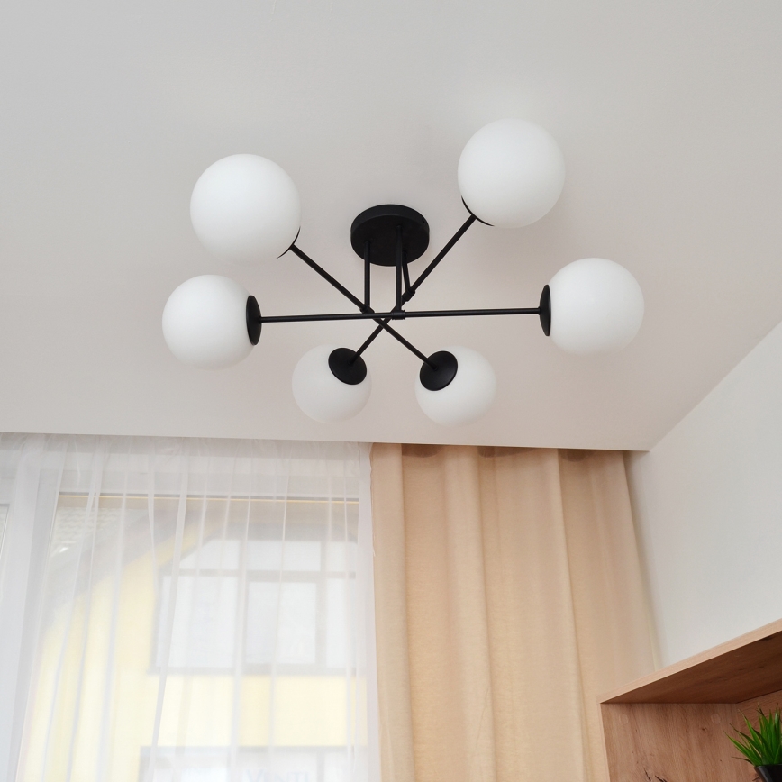 Lámpara de techo MOON 6xE27/15W/230V negro