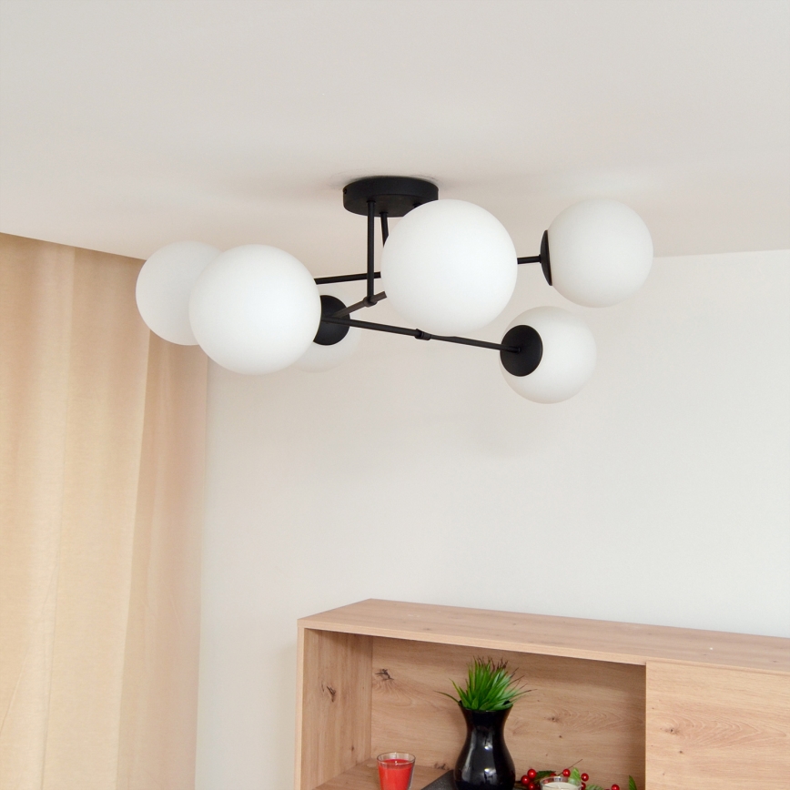 Lámpara de techo MOON 6xE27/15W/230V negro
