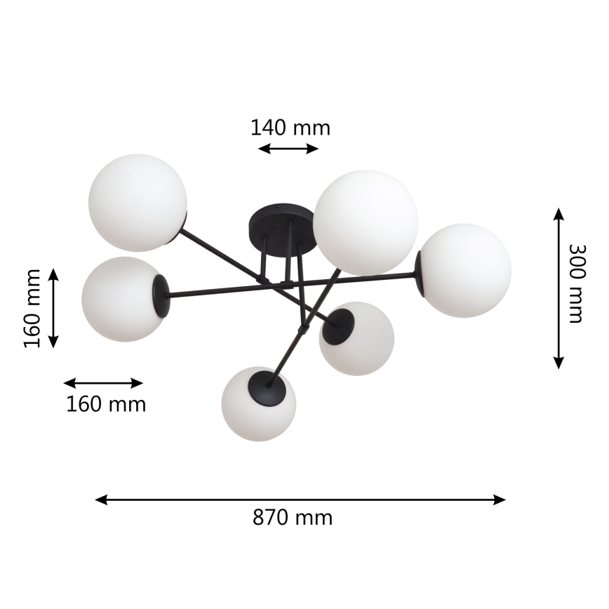Lámpara de techo MOON 6xE27/15W/230V negro
