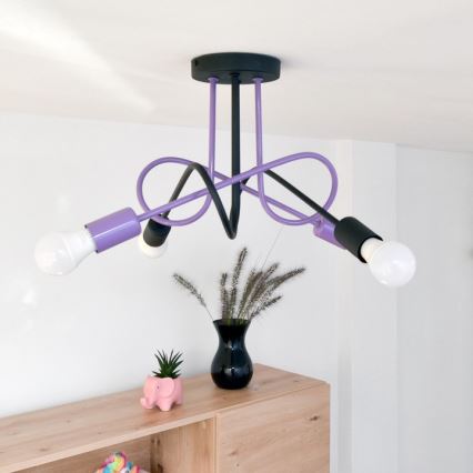 Lámpara de techo OXFORD 4xE27/15W/230V negro/morada