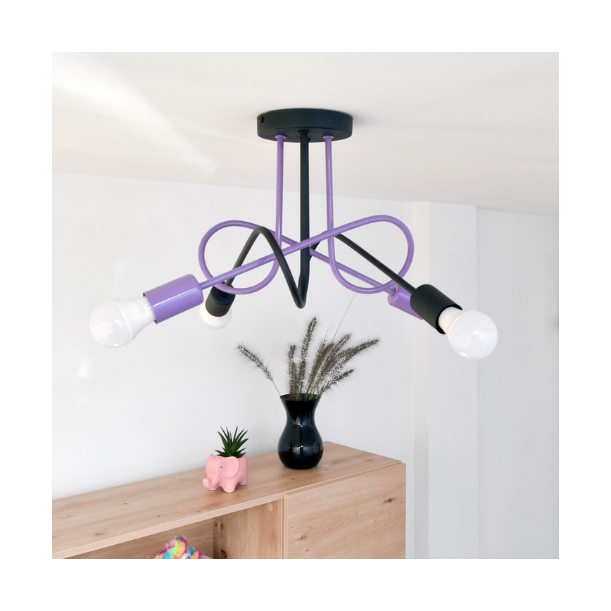Lámpara de techo OXFORD 4xE27/15W/230V negro/morada