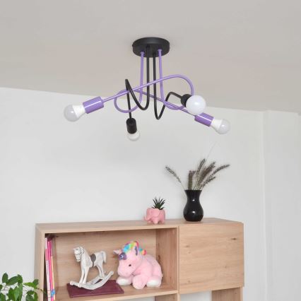 Lámpara de techo OXFORD 4xE27/15W/230V negro/morada