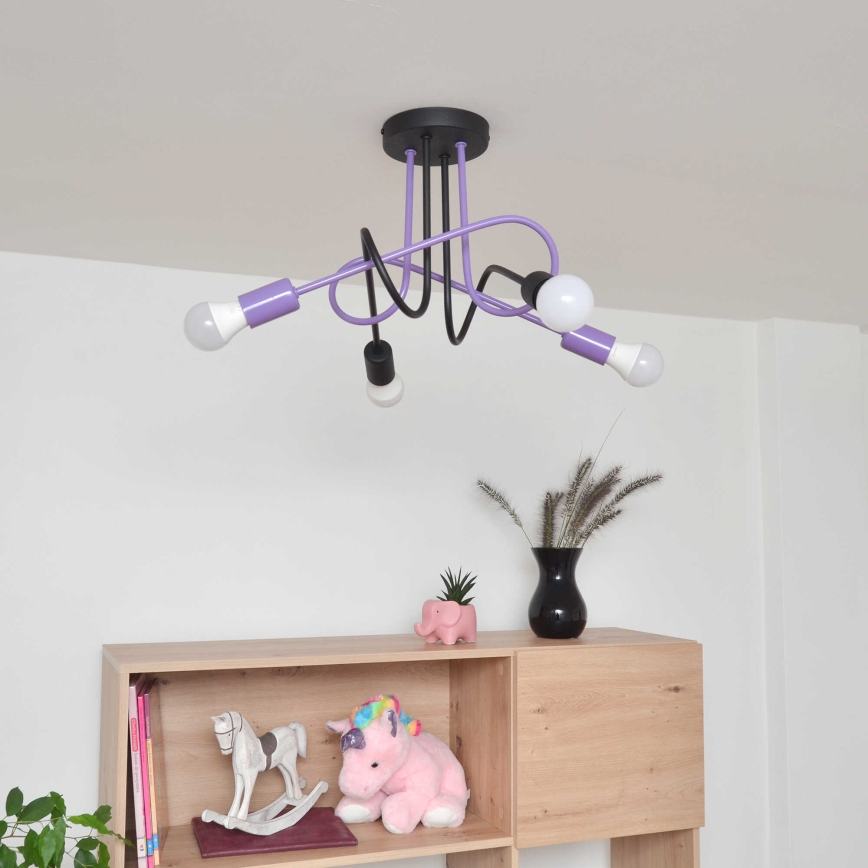 Lámpara de techo OXFORD 4xE27/15W/230V negro/morada