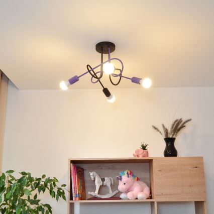 Lámpara de techo OXFORD 4xE27/15W/230V negro/morada