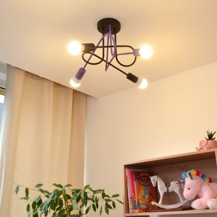 Lámpara de techo OXFORD 4xE27/15W/230V negro/morada