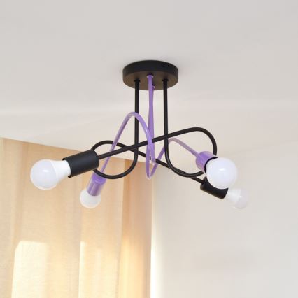 Lámpara de techo OXFORD 4xE27/15W/230V negro/morada