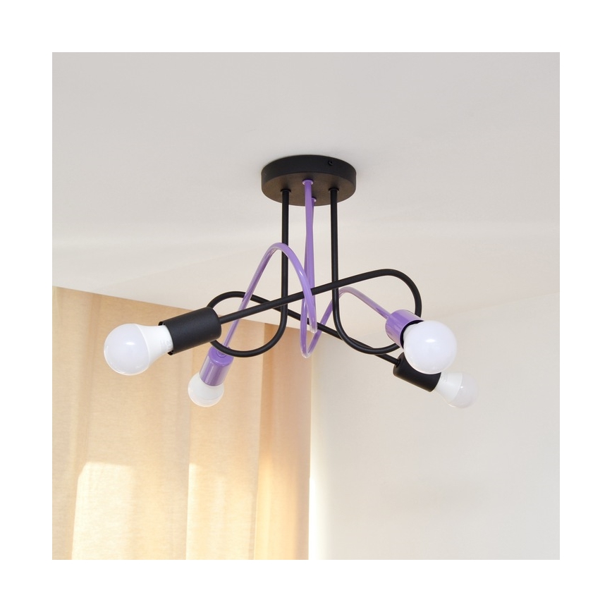Lámpara de techo OXFORD 4xE27/15W/230V negro/morada