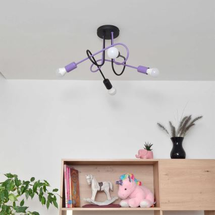 Lámpara de techo OXFORD 4xE27/15W/230V negro/morada