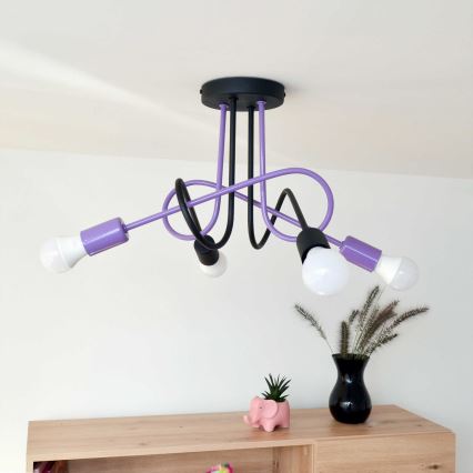 Lámpara de techo OXFORD 4xE27/15W/230V negro/morada