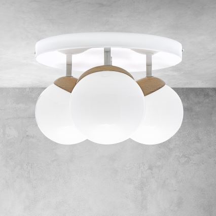Lámpara de techo SFERA WOOD 3xE14/40W/230V blanco