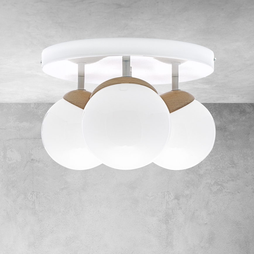 Lámpara de techo SFERA WOOD 3xE14/40W/230V blanco