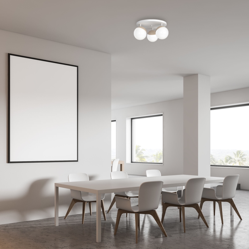 Lámpara de techo SFERA WOOD 3xE14/40W/230V blanco