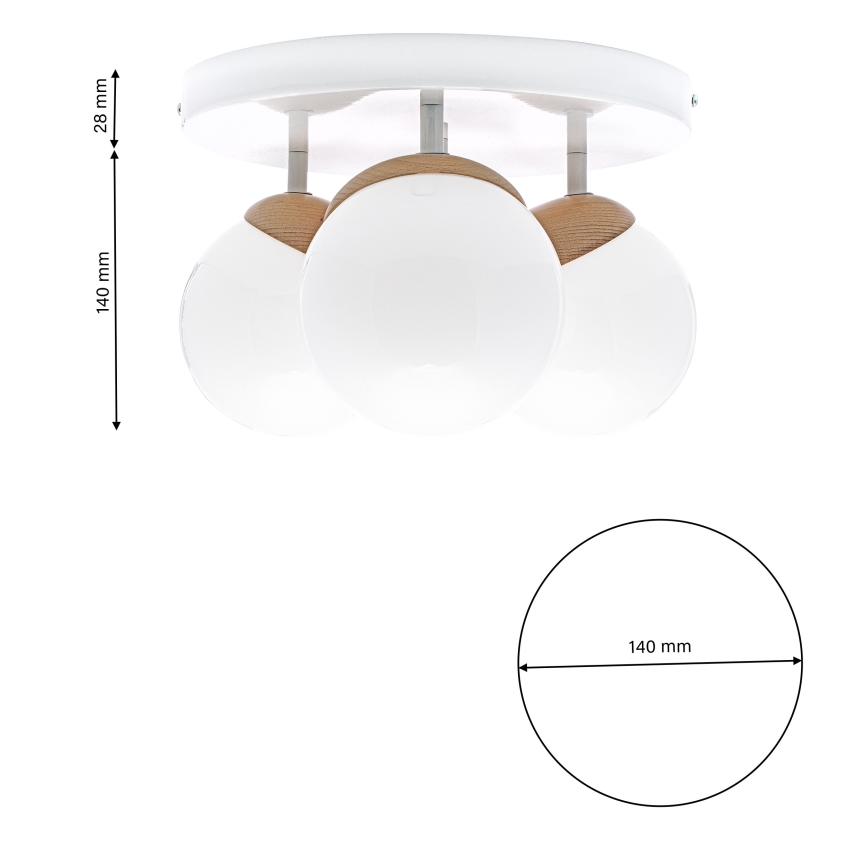 Lámpara de techo SFERA WOOD 3xE14/40W/230V blanco