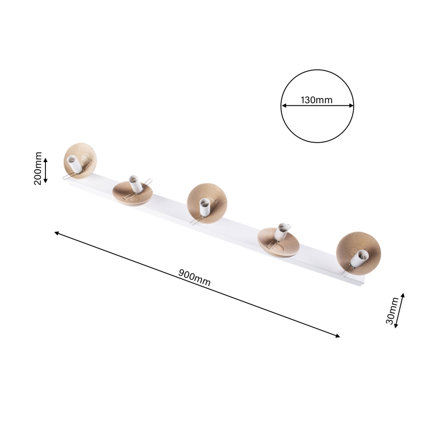 Lámpara de techo SFERA WOOD 5xE14/40W/230V blanco