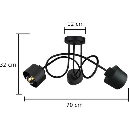 Lámpara de techo SIMPLY BLACK 3xE27/60W/230V