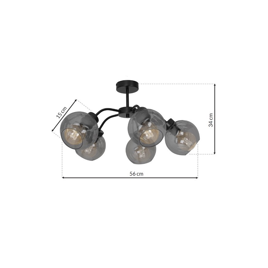 Lámpara de techo SOFIA 5xE27/60W/230V negro