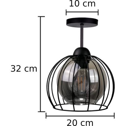 Lámpara de techo SOLO BLACK 1xE27/60W/230V negro/ahumado