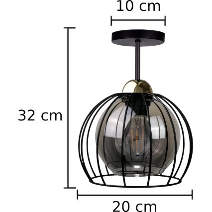 Lámpara de techo SOLO BLACK 1xE27/60W/230V negro/dorado