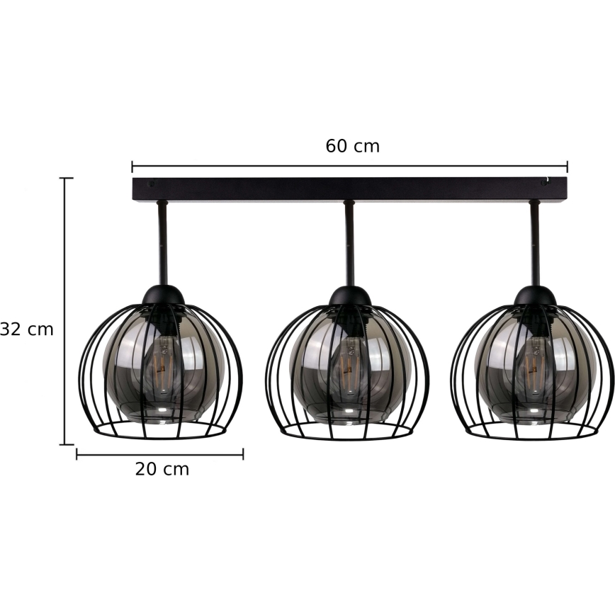 Lámpara de techo SOLO BLACK 3xE27/60W/230V