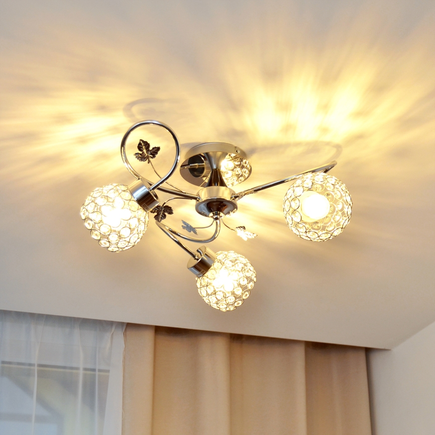 Lámpara de techo SOPHIA 3xE27/15W/230V cromo brillante/transparente